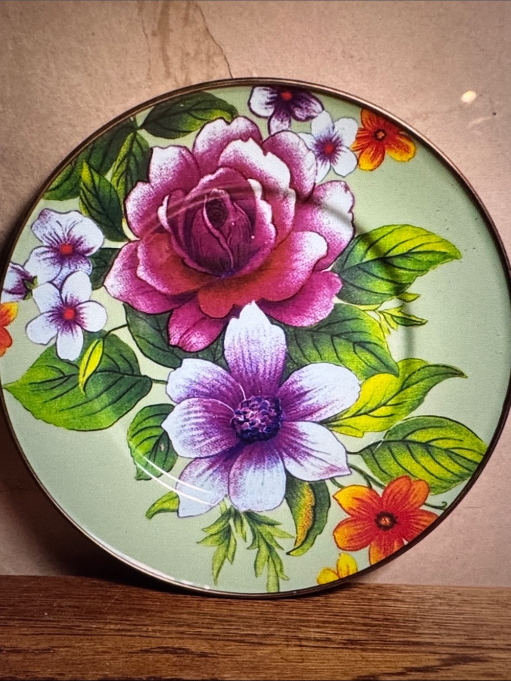 MacKenzie-Childs Retired Green Flower Market Salad/Desert Plate